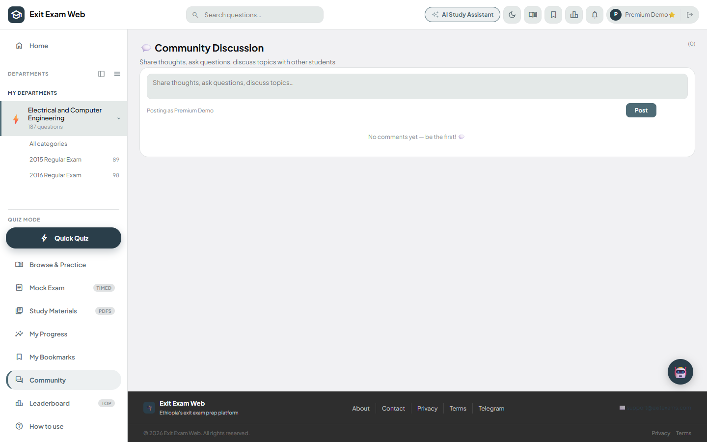 Community Discussion, with the post composer and comment list